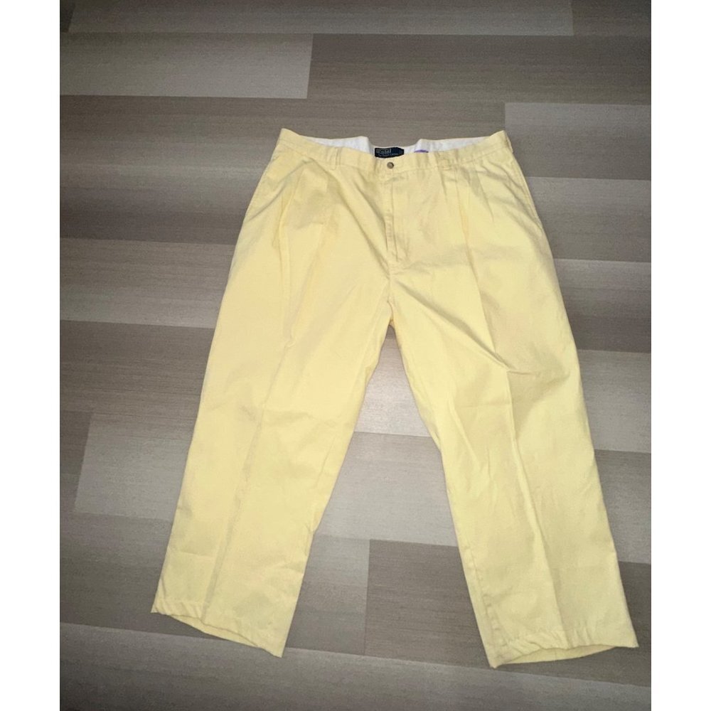 Polo Ralph Lauren "Hammond" Men's Yellow Pleated Dress‎ Pants Size 42 X 26
